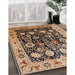 Mid-Century Modern Bakers Brown Oriental Rug in Family Room, urb3237