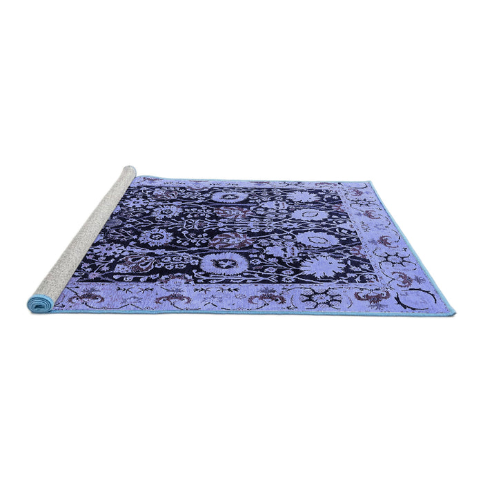 Sideview of Machine Washable Oriental Blue Industrial Rug, wshurb3237blu