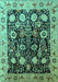 Machine Washable Oriental Turquoise Industrial Area Rugs, wshurb3237turq