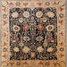 Square Mid-Century Modern Bakers Brown Oriental Rug, urb3237