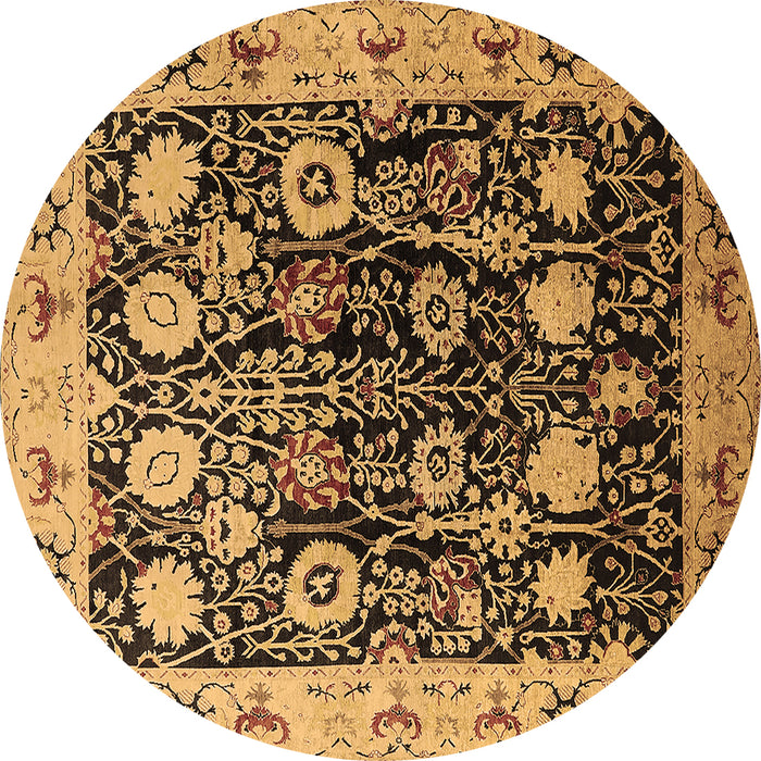 Round Oriental Brown Industrial Rug, urb3237brn