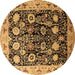 Round Oriental Brown Industrial Rug, urb3237brn