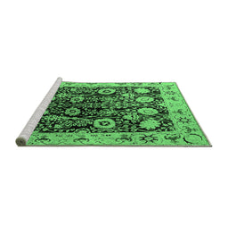 Sideview of Machine Washable Oriental Emerald Green Industrial Area Rugs, wshurb3237emgrn