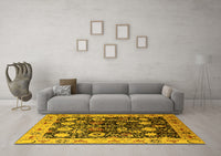 Machine Washable Oriental Yellow Industrial Rug, wshurb3237yw