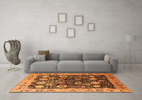 Machine Washable Oriental Orange Industrial Rug, wshurb3237org