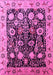 Machine Washable Oriental Pink Industrial Rug, wshurb3237pnk