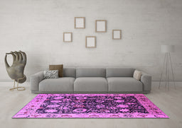 Machine Washable Oriental Purple Industrial Area Rugs in a Living Room, wshurb3237pur