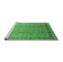 Sideview of Machine Washable Oriental Emerald Green Industrial Area Rugs, wshurb3238emgrn