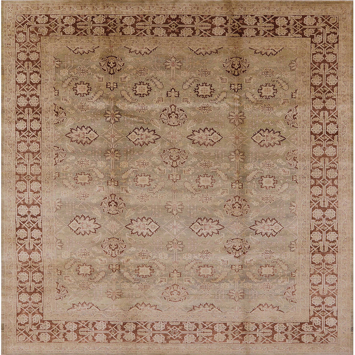 Square Mid-Century Modern Light Brown Oriental Rug, urb3238