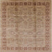 Square Mid-Century Modern Light Brown Oriental Rug, urb3238