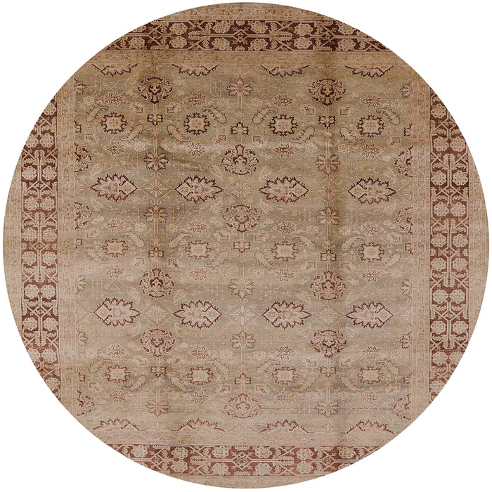 Round Mid-Century Modern Light Brown Oriental Rug, urb3238