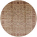 Round Mid-Century Modern Light Brown Oriental Rug, urb3238