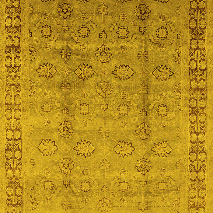 Machine Washable Oriental Yellow Industrial Rug, wshurb3238yw