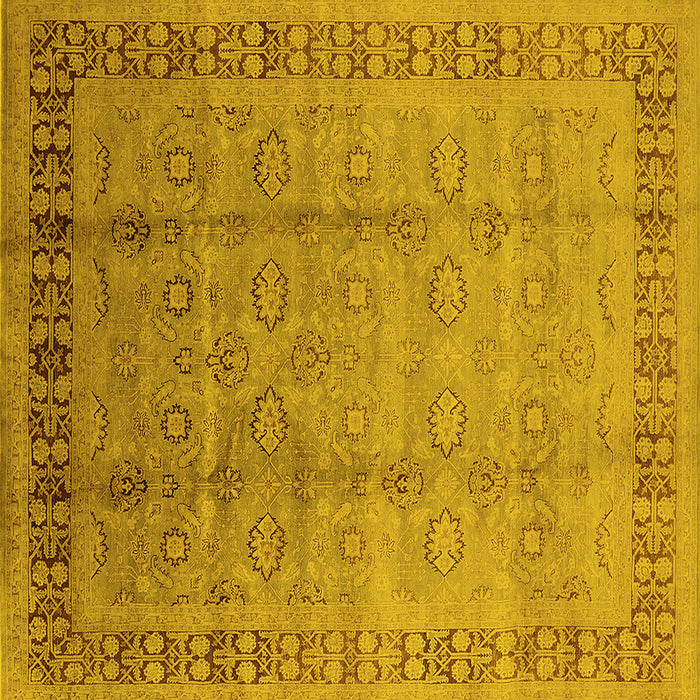 Square Machine Washable Oriental Yellow Industrial Rug, wshurb3238yw