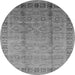 Round Machine Washable Oriental Gray Industrial Rug, wshurb3238gry