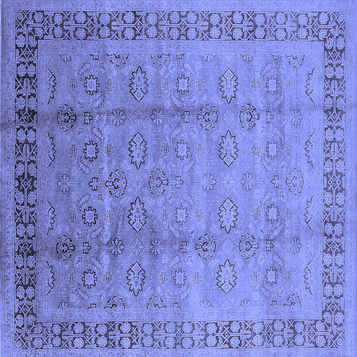 Square Machine Washable Oriental Blue Industrial Rug, wshurb3238blu
