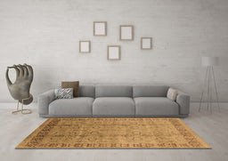 Machine Washable Oriental Brown Industrial Rug in a Living Room,, wshurb3238brn