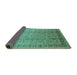 Sideview of Oriental Turquoise Industrial Rug, urb3238turq