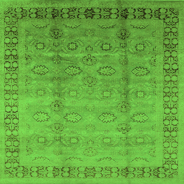 Square Oriental Green Industrial Rug, urb3238grn