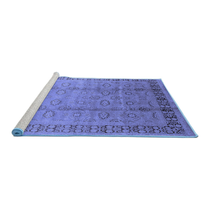 Sideview of Machine Washable Oriental Blue Industrial Rug, wshurb3238blu
