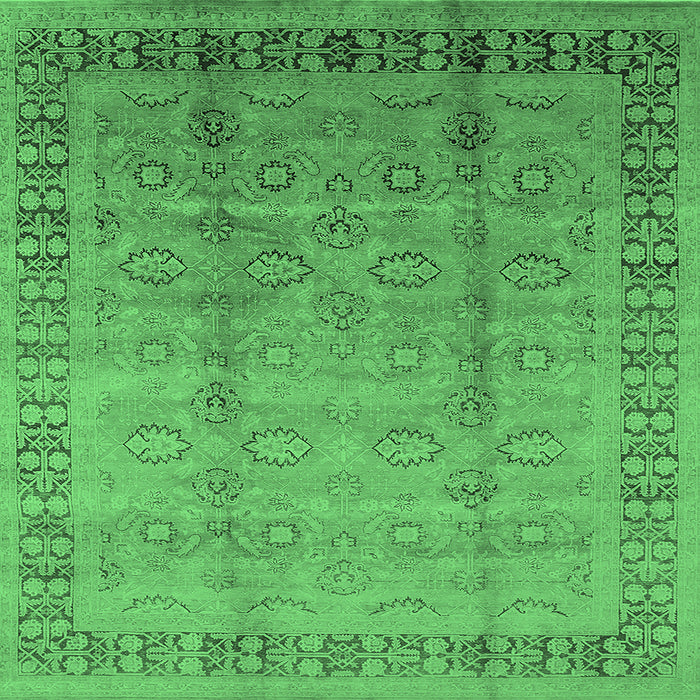Square Machine Washable Oriental Emerald Green Industrial Area Rugs, wshurb3238emgrn