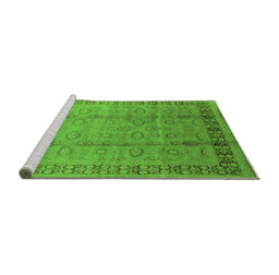 Sideview of Machine Washable Oriental Green Industrial Area Rugs, wshurb3238grn