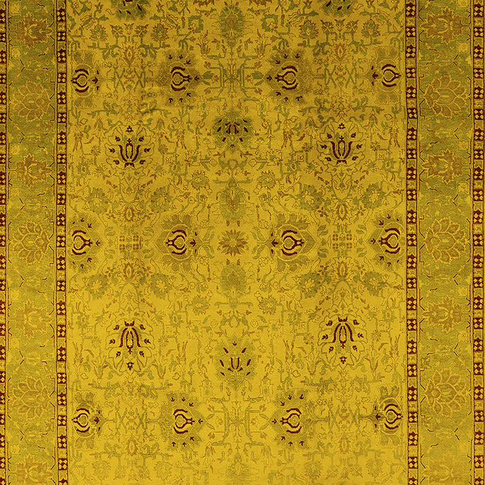 Machine Washable Oriental Yellow Industrial Rug, wshurb3239yw