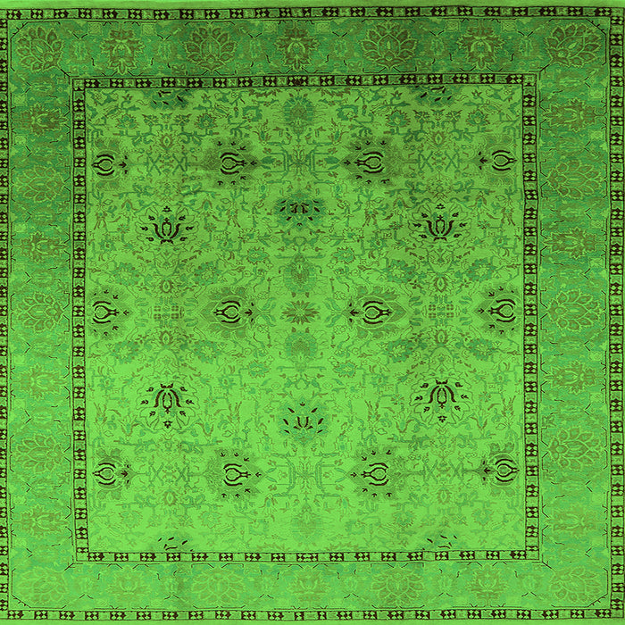 Square Machine Washable Oriental Green Industrial Area Rugs, wshurb3239grn