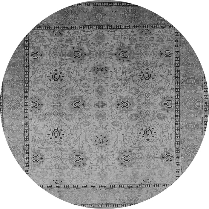 Round Machine Washable Oriental Gray Industrial Rug, wshurb3239gry
