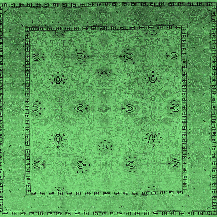 Square Oriental Emerald Green Industrial Rug, urb3239emgrn