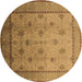 Round Oriental Brown Industrial Rug, urb3239brn