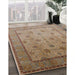 Mid-Century Modern Sienna Brown Oriental Rug in Family Room, urb3239