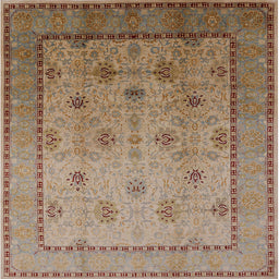 Square Mid-Century Modern Sienna Brown Oriental Rug, urb3239
