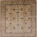 Square Mid-Century Modern Sienna Brown Oriental Rug, urb3239