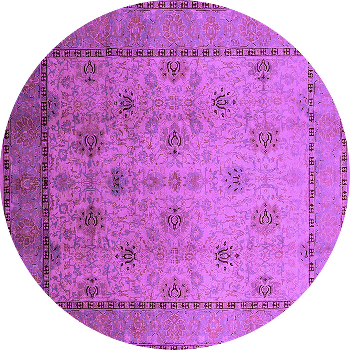 Round Machine Washable Oriental Purple Industrial Area Rugs, wshurb3239pur