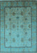 Machine Washable Oriental Light Blue Industrial Rug, wshurb3239lblu