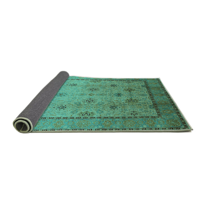 Sideview of Oriental Turquoise Industrial Rug, urb3239turq