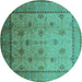 Round Oriental Turquoise Industrial Rug, urb3239turq