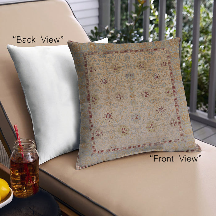 Front View of Mid-Century Modern Urban Square Sienna Brown Throw Pillow, 18 inch by 18 inch, pwurb3239