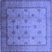 Square Machine Washable Oriental Blue Industrial Rug, wshurb3239blu