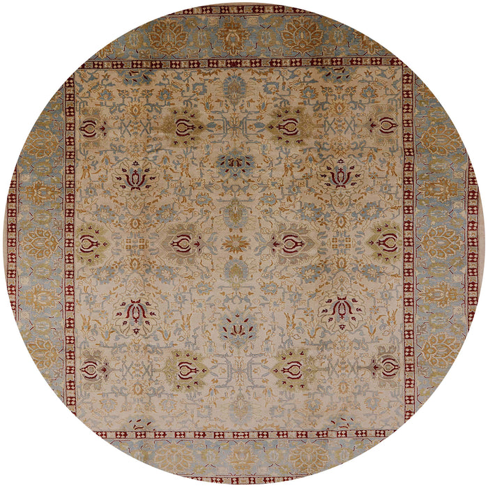 Round Mid-Century Modern Sienna Brown Oriental Rug, urb3239