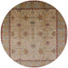 Round Mid-Century Modern Sienna Brown Oriental Rug, urb3239