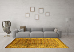 Machine Washable Oriental Yellow Industrial Rug in a Living Room, wshurb3240yw