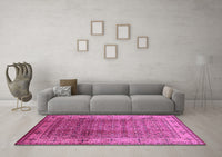 Machine Washable Oriental Pink Industrial Rug, wshurb3240pnk