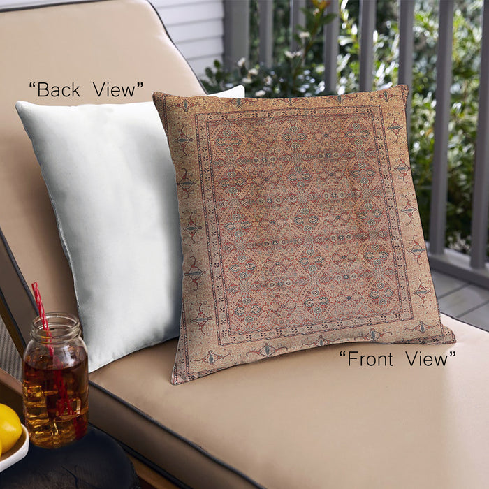 Front View of Mid-Century Modern Urban Square Sandy Brown Throw Pillow, 18 inch by 18 inch, pwurb3240