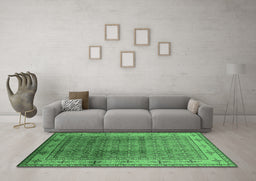 Machine Washable Oriental Emerald Green Industrial Area Rugs in a Living Room,, wshurb3240emgrn