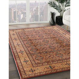 Mid-Century Modern Sandy Brown Oriental Rug in Family Room, urb3240