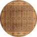 Round Oriental Brown Industrial Rug, urb3240brn