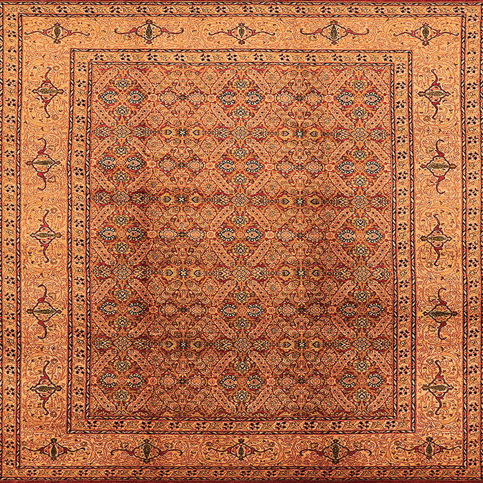 Square Machine Washable Oriental Orange Industrial Area Rugs, wshurb3240org