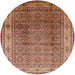 Round Mid-Century Modern Sandy Brown Oriental Rug, urb3240